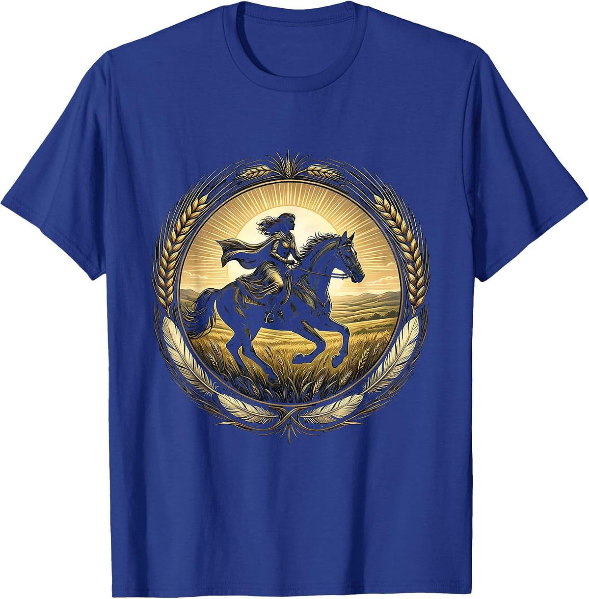Horseback Rider Open Plains Country Music Graphic T-Shirt - Royal Blue