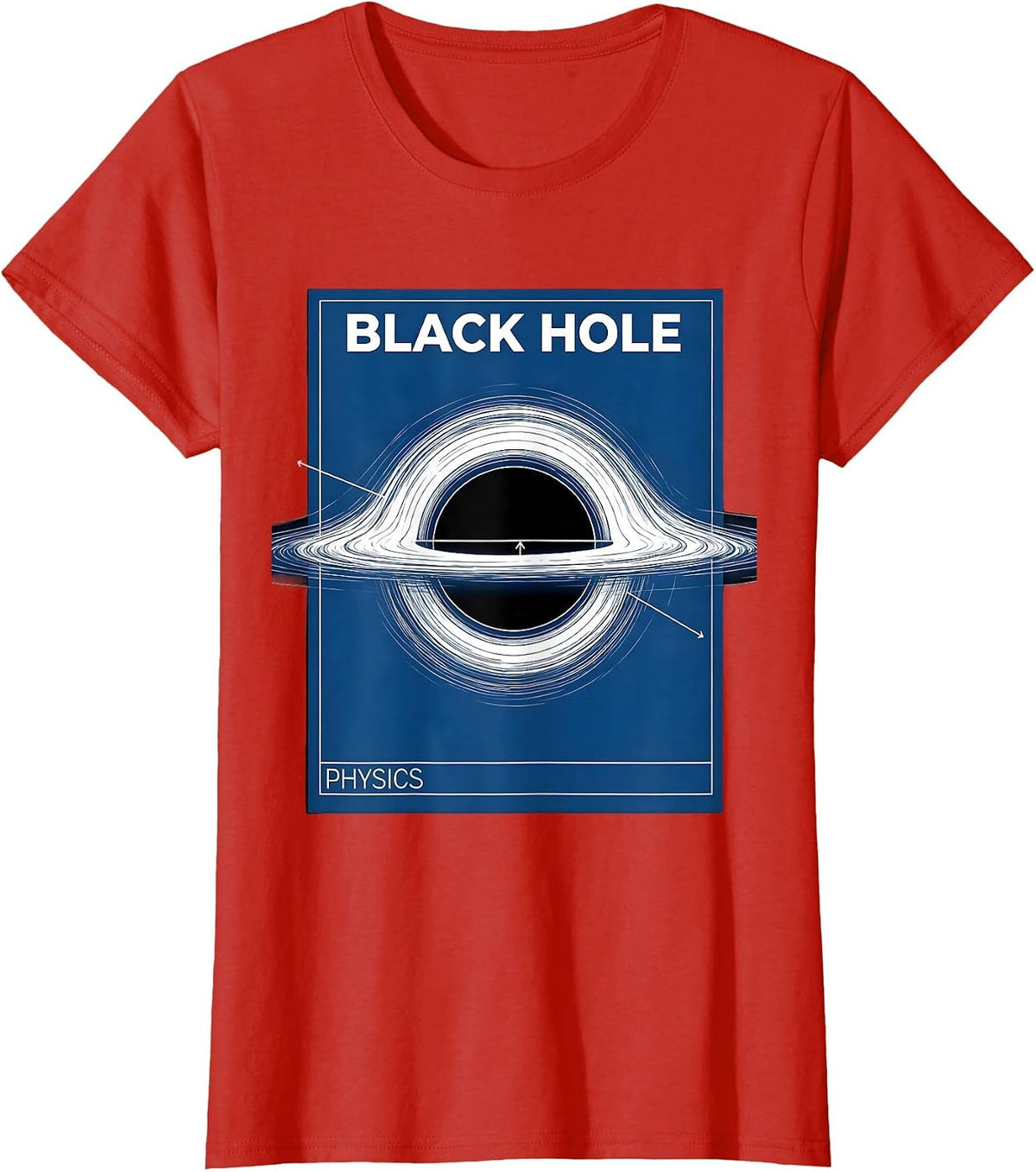 Black Hole Physics Technical Blueprint Astrophysics Diagram T-Shirt - Red