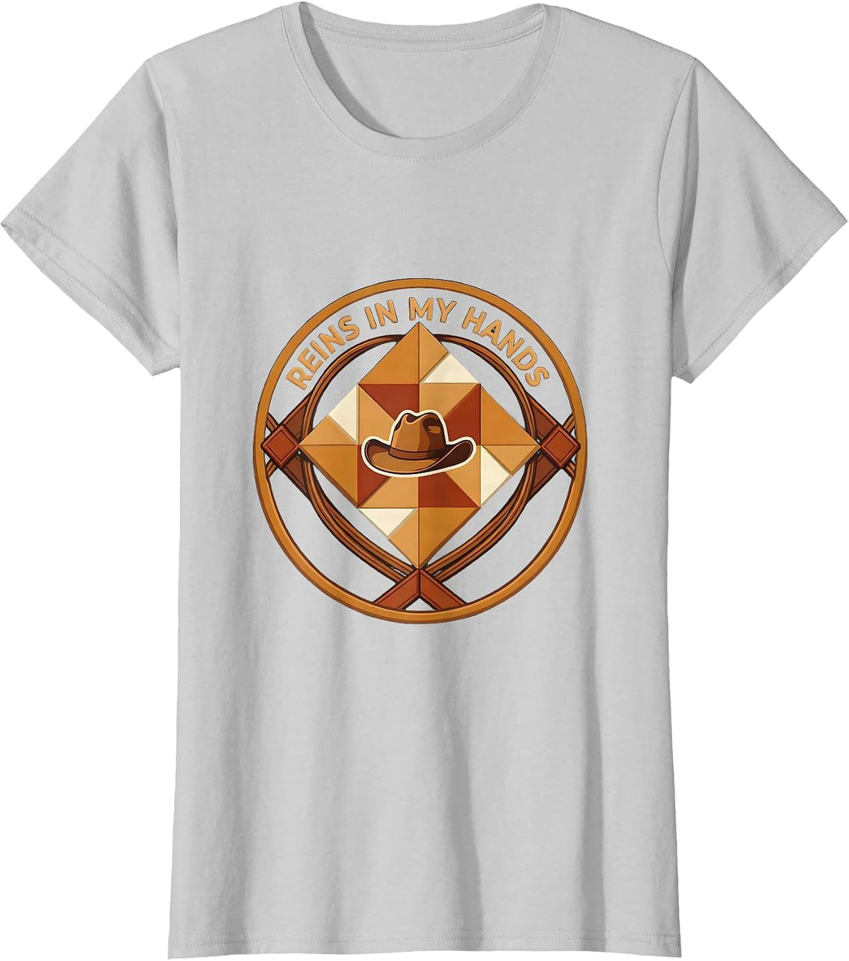 Reins In My Hands Cowgirl Western Design T-Shirt - Silver Grey