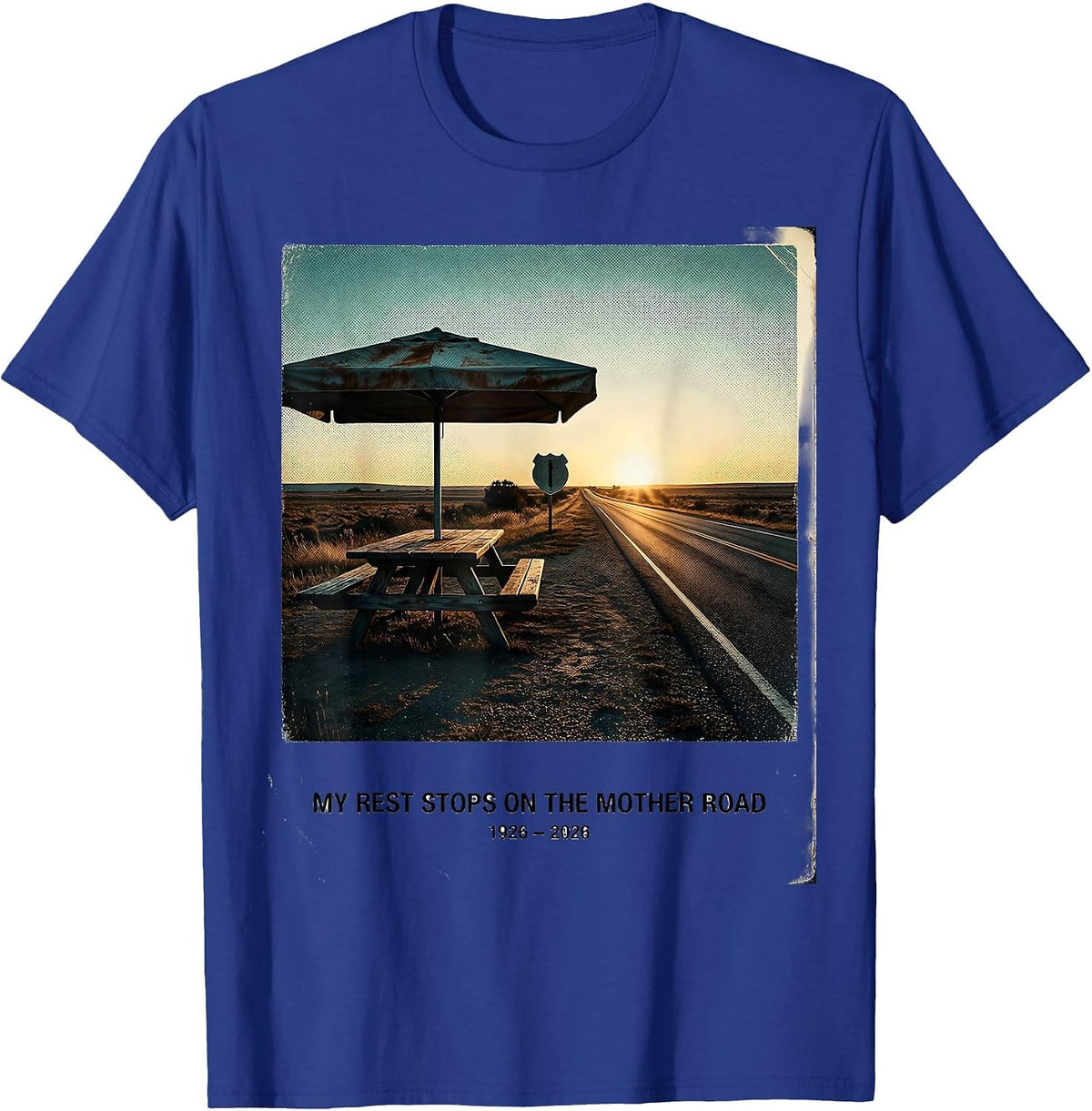 My Rest Stops On The Mother Road, 1926-2026 Vintage T-Shirt - Royal Blue