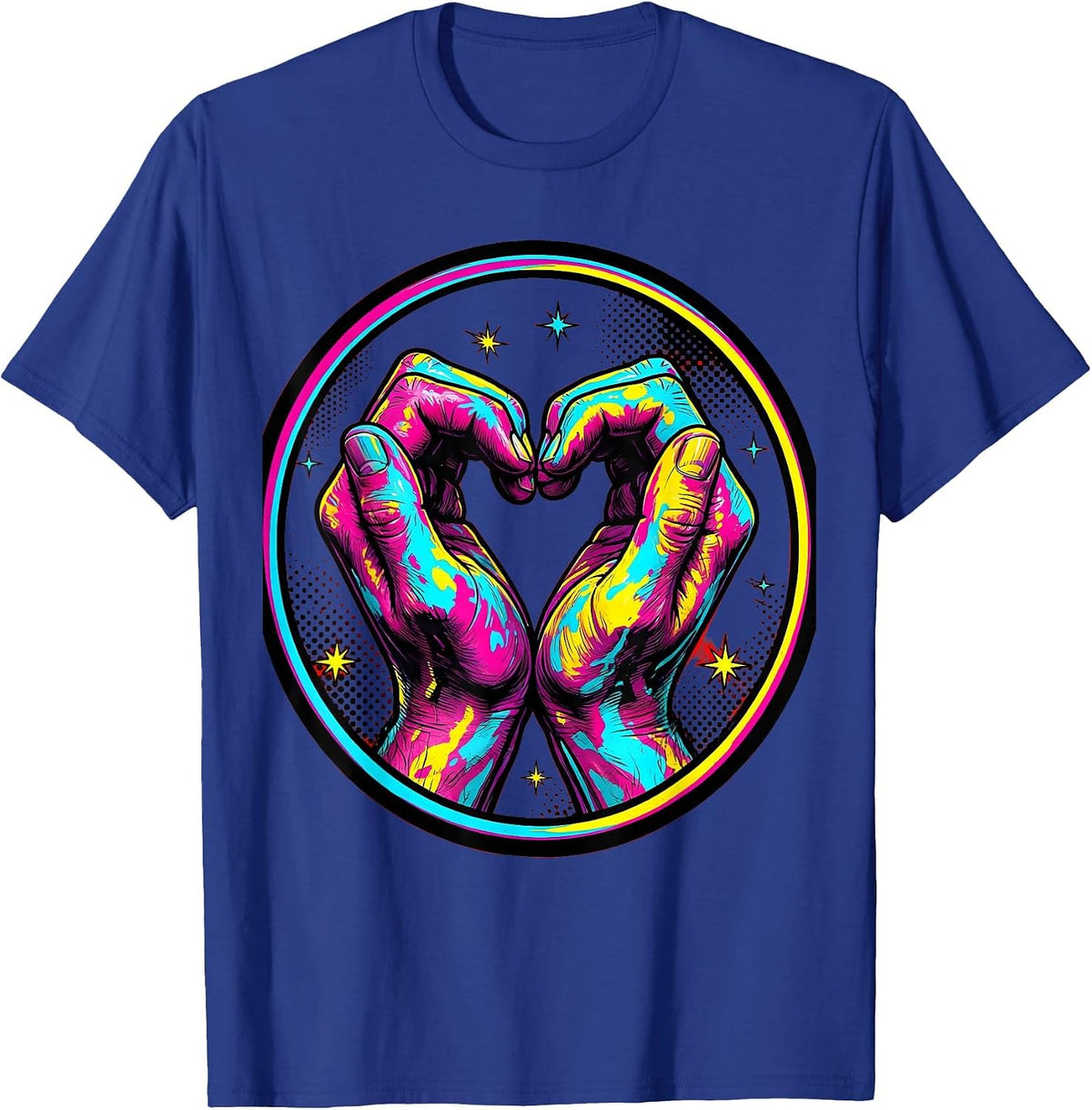 Art Teacher Paint Hands Heart Graphic T-Shirt - Royal Blue