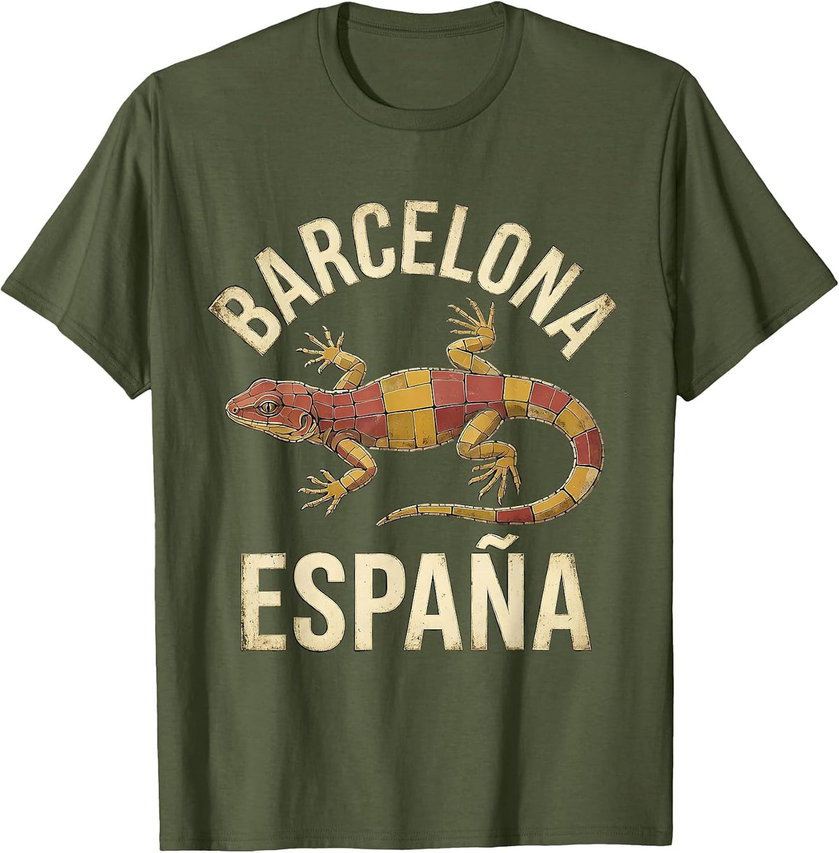 Barcelona España Vintage Spanish Heritage National Pride T-Shirt - Olive Green