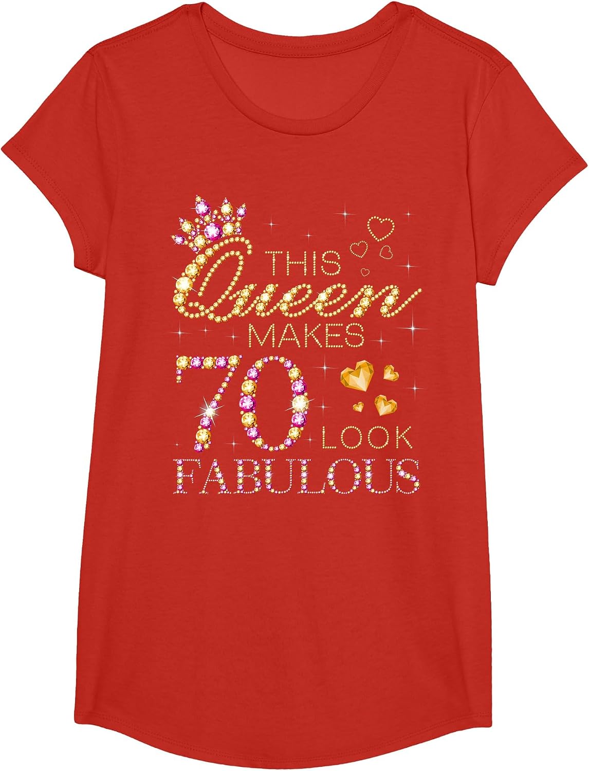 This Queen Makes 70 Look Fabulous 70th Birthday Queen B-Day T-Shirt - Girls Red