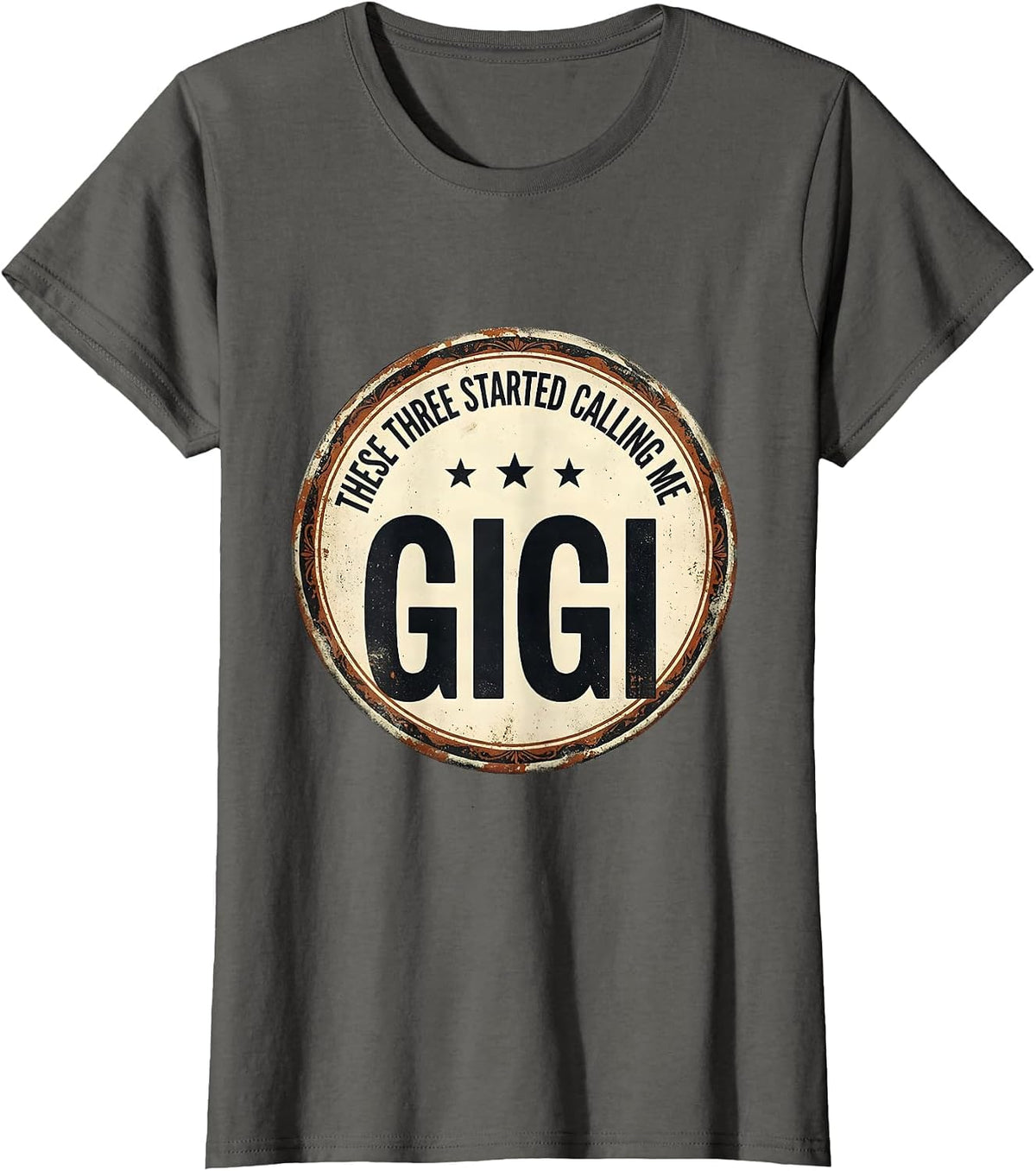 Women's These Three Started Calling Me Gigi Vintage Grandma Gift T-Shirt - Asphalt Grey