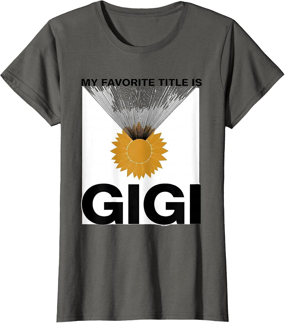Women's My Favorite Title Is Gigi Minimalist Sunflower Grandma T-Shirt - Asphalt Grey