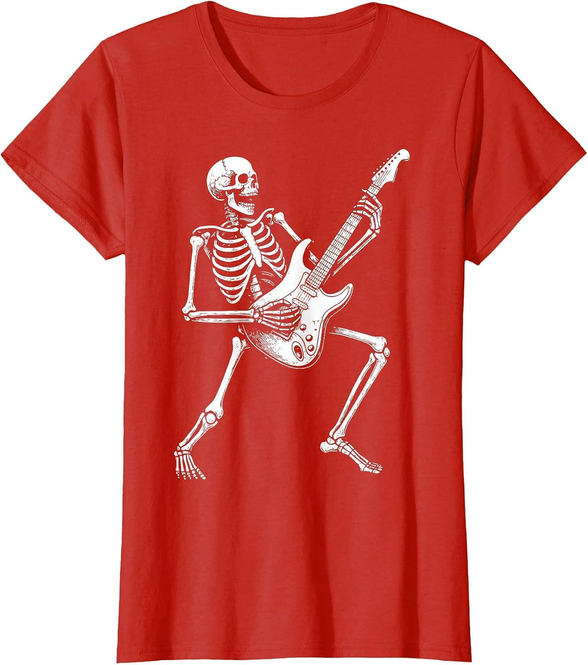 Skeleton Guitar Heavy Metal T-Shirt - Red