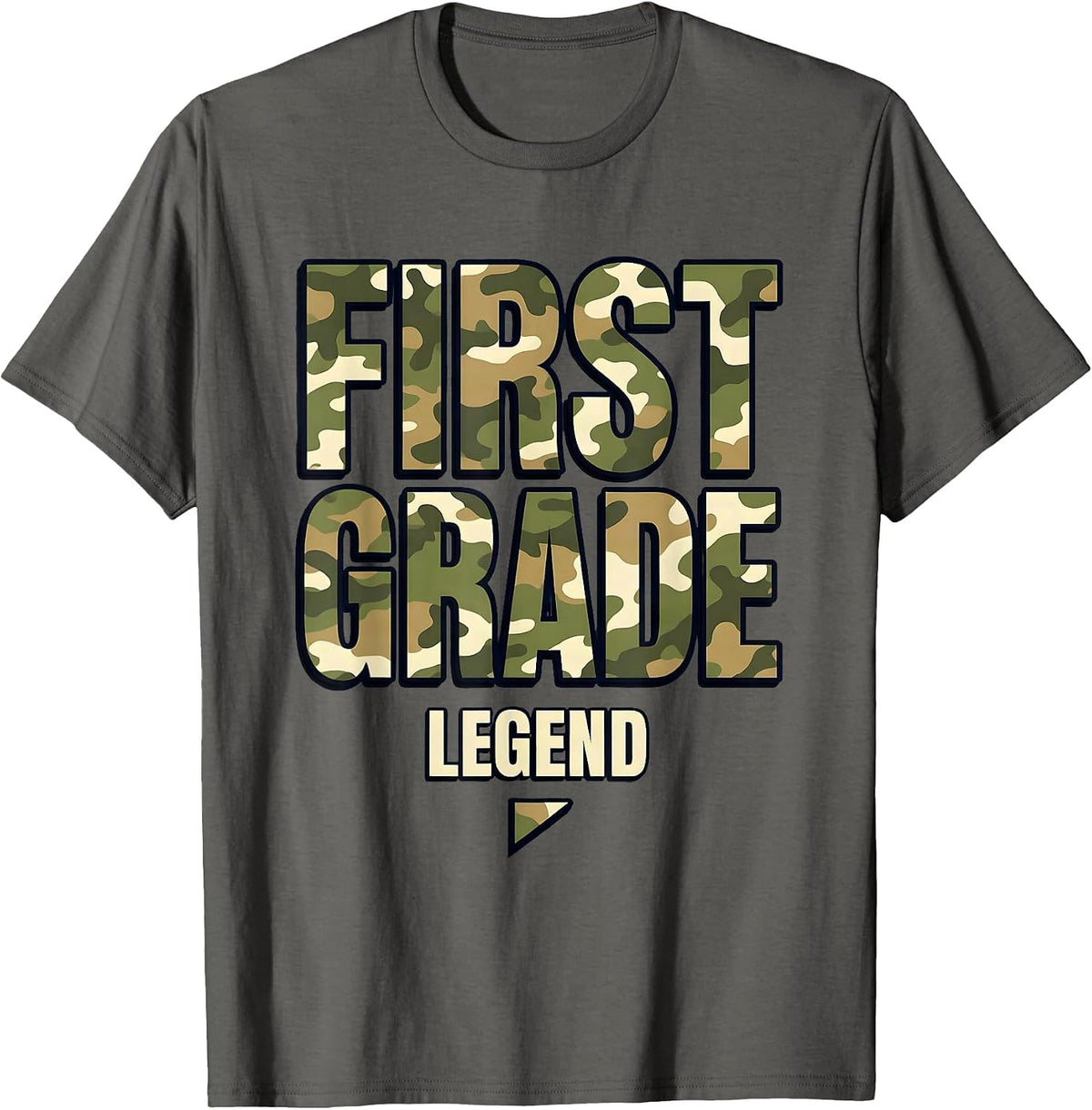 First Grade Legend Camo Back To School Boys Teachers First T-Shirt - Asphalt Grey
