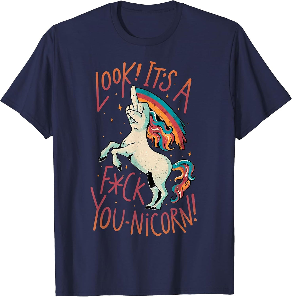 Look It's A Fuck You-Nicorn T-Shirt - Navy Blue