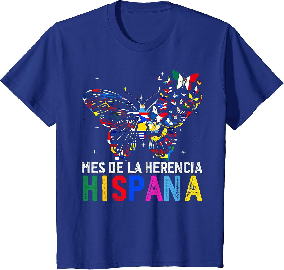Mes De La Herencia Hispana Butterfly Hispanic Heritage Month T-Shirt - Royal Blue