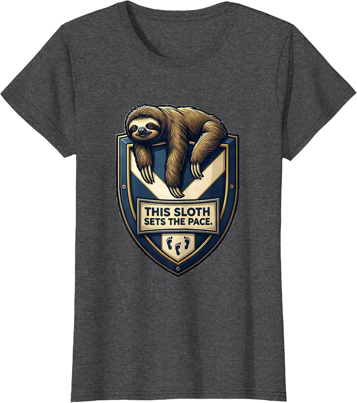 This Sloth Sets The Pace Funny Sloth Lover Humor Gift T-Shirt, Women, Dark Heather Grey, Medium - As Pictured
