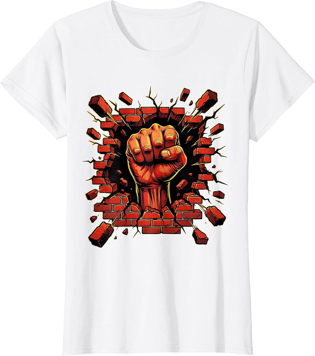 Equal Rights Labor Day Fist Through Brick Wall T-Shirt - White