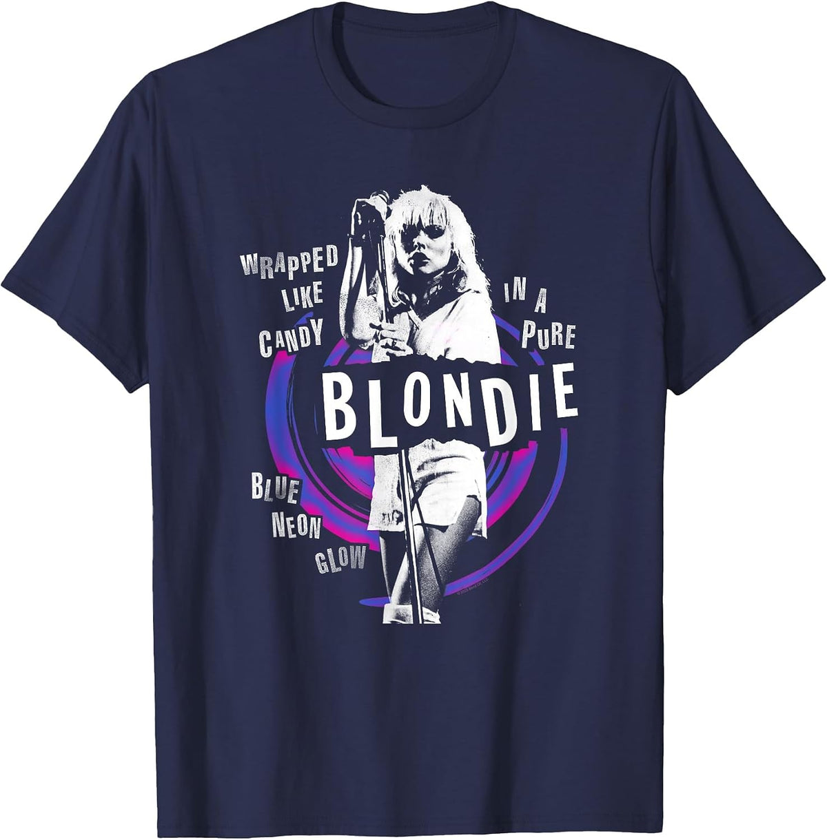Blondie Punk Wrapped Like Candy Vintage Band T-Shirt - Navy Blue