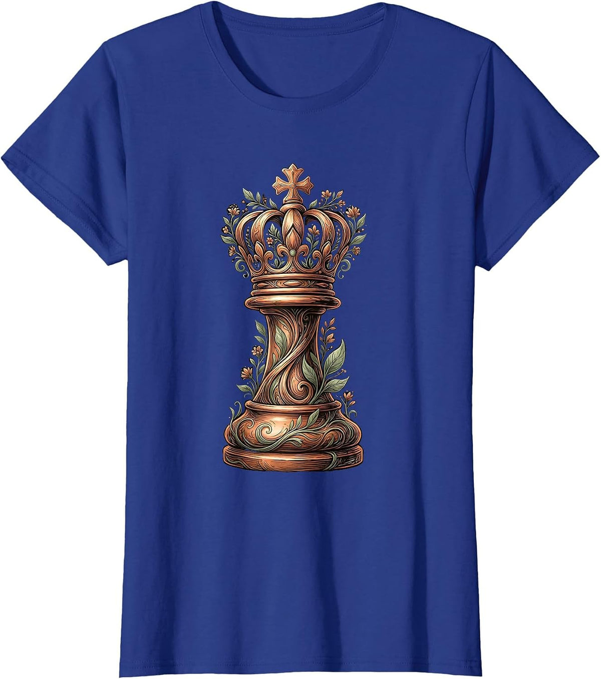 Women's Chess King Standing After Battle Graphic T-Shirt - Royal Blue