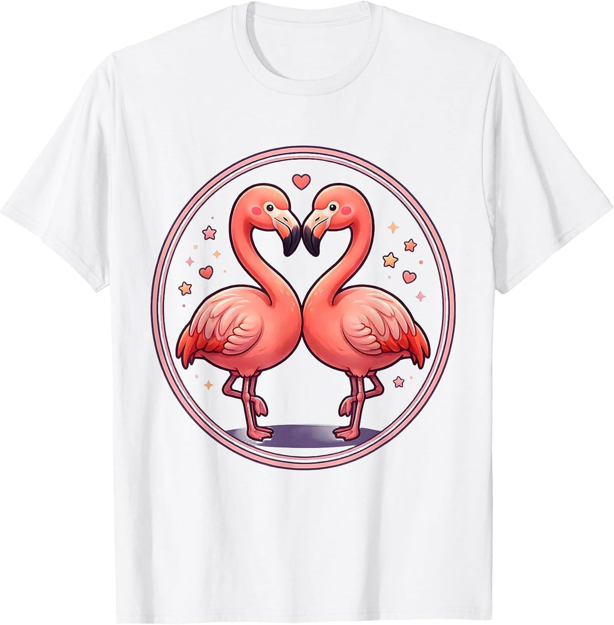 Men's Flamingo Heart Love Romantic Nature Design T-Shirt - White
