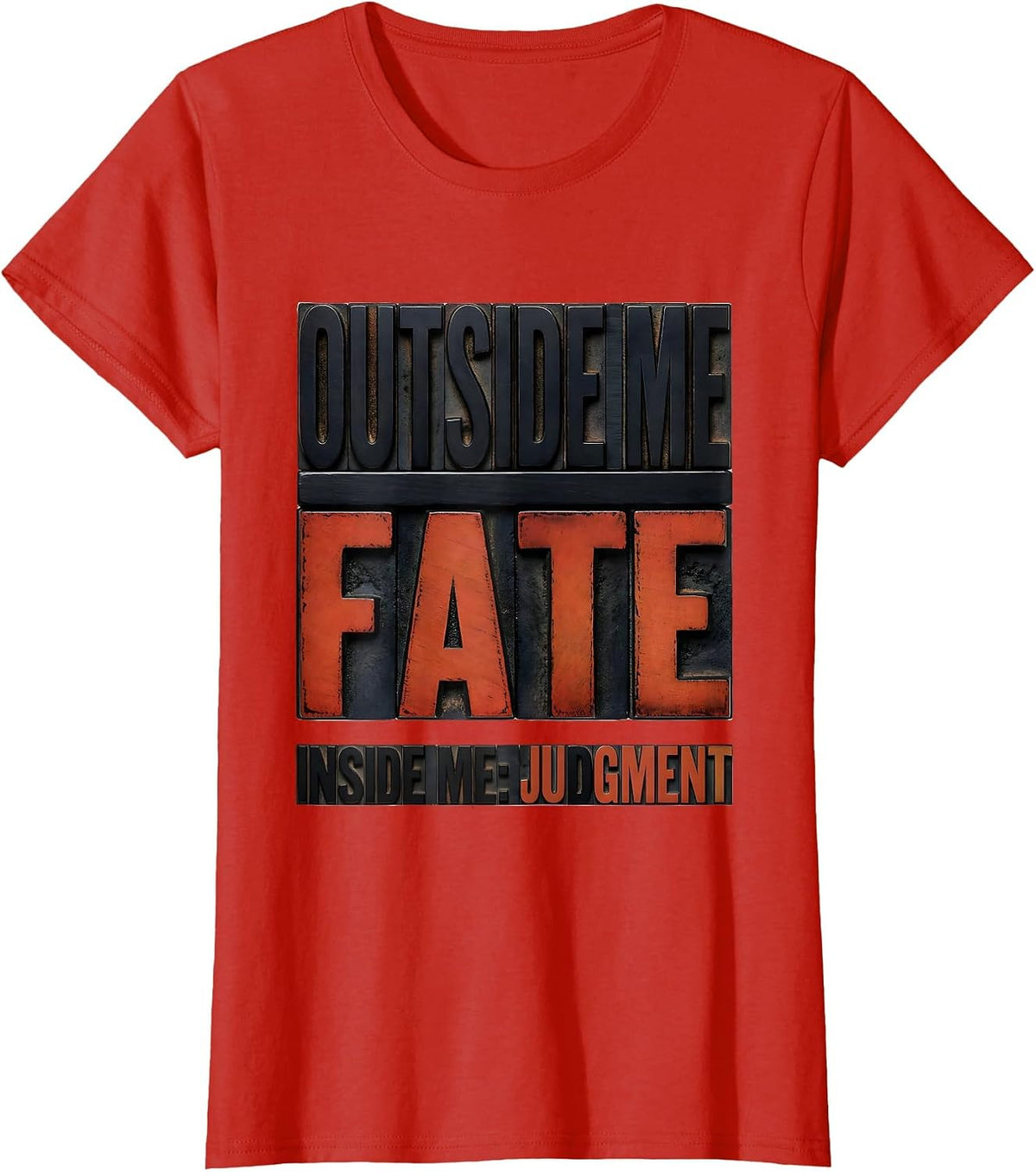 Outside Me: Fate Inside Me: Judgment Stoic Philosophy Reader T-Shirt - Red
