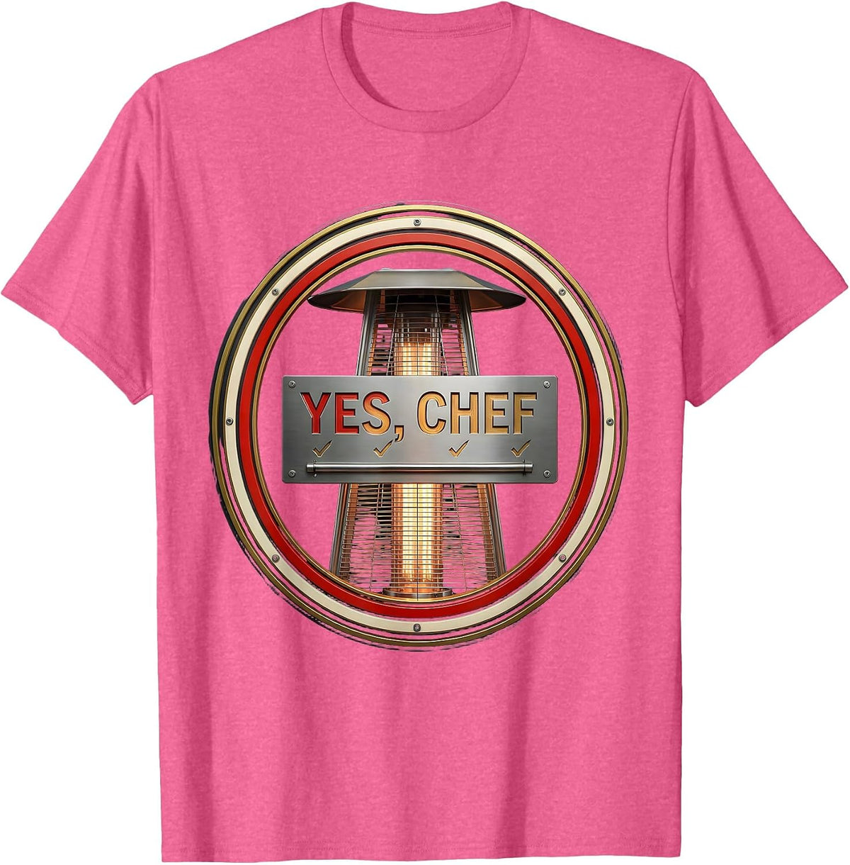 Men's Yes Chef Funny Restaurant Kitchen Staff Sayings for Cooks T-Shirt - Pink Heather