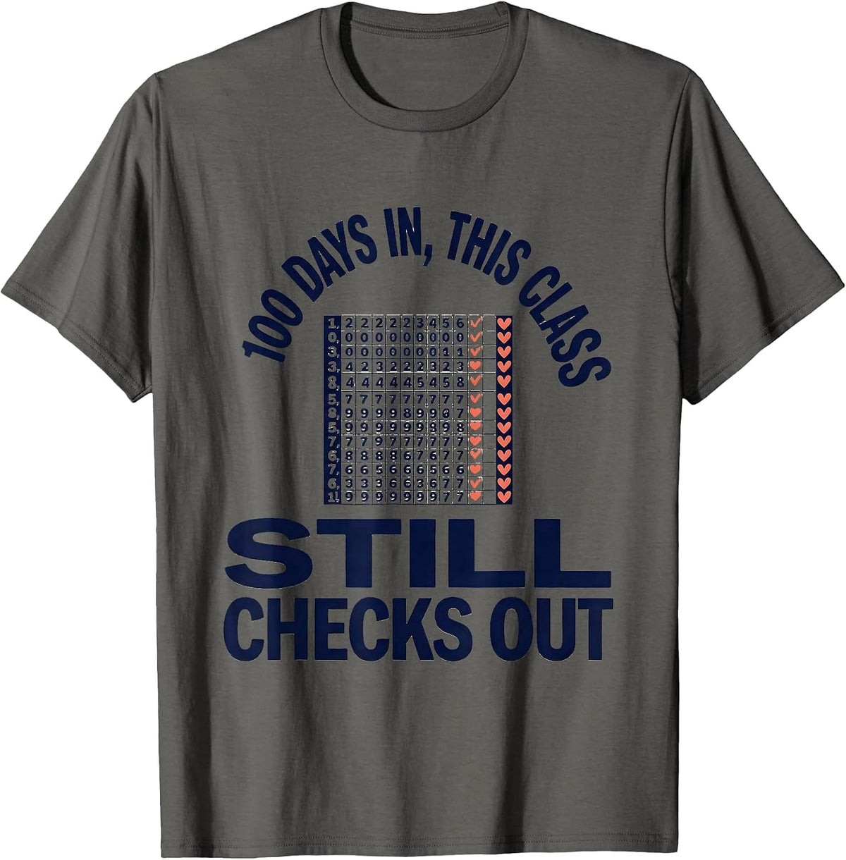 100 Days In, This Class Still Checks Out Teacher T-Shirt - Asphalt Grey