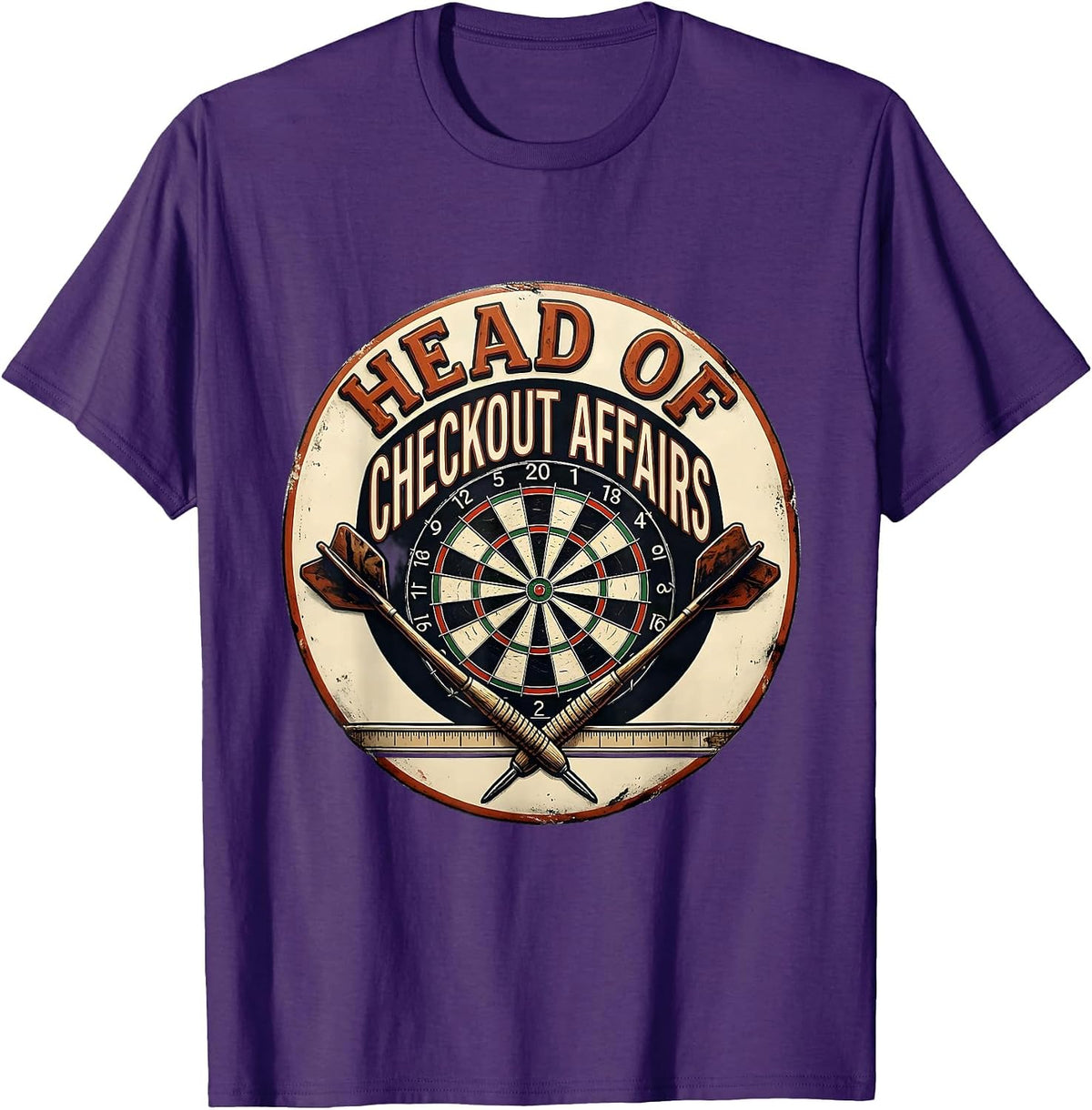 Head Of Checkout Affairs Funny Darts Player League Humor T-Shirt - Purple