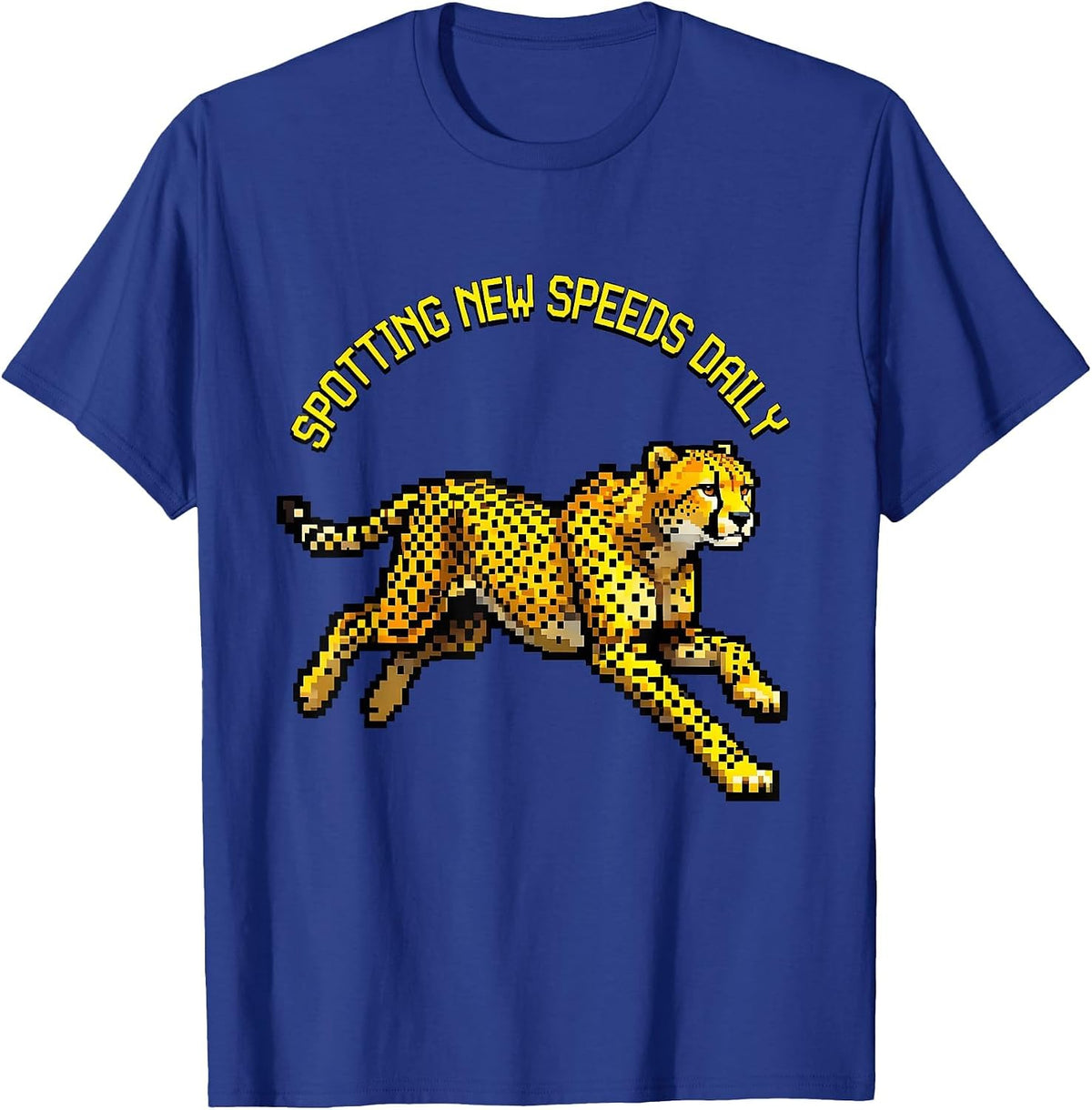 Spotting New Speeds Daily Cheetah Design T-Shirt - Royal Blue