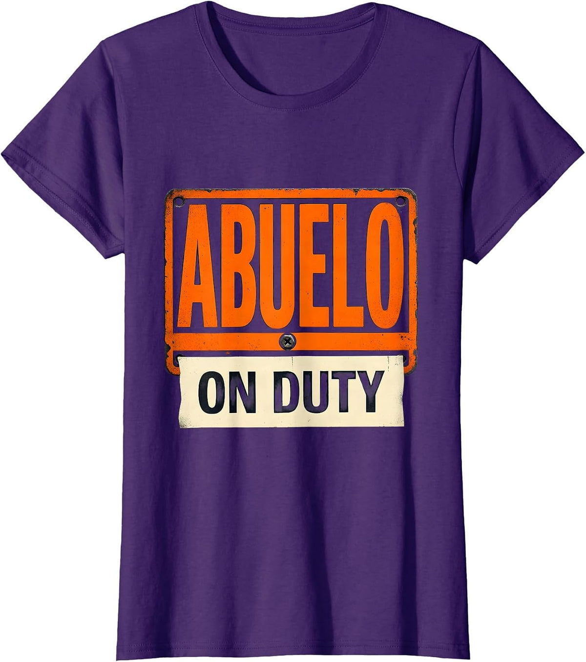Women's Abuelo On Duty Funny Grandpa Workshop Plate First Time T-Shirt - Purple
