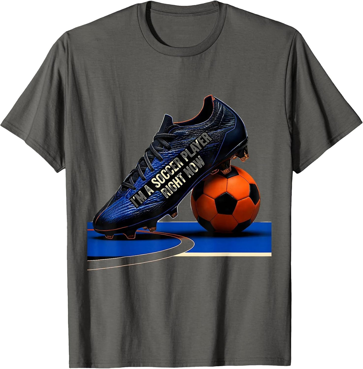 I'm A Soccer Player Right Now Flat Graphic Soccer Cleat T-Shirt - Asphalt Grey
