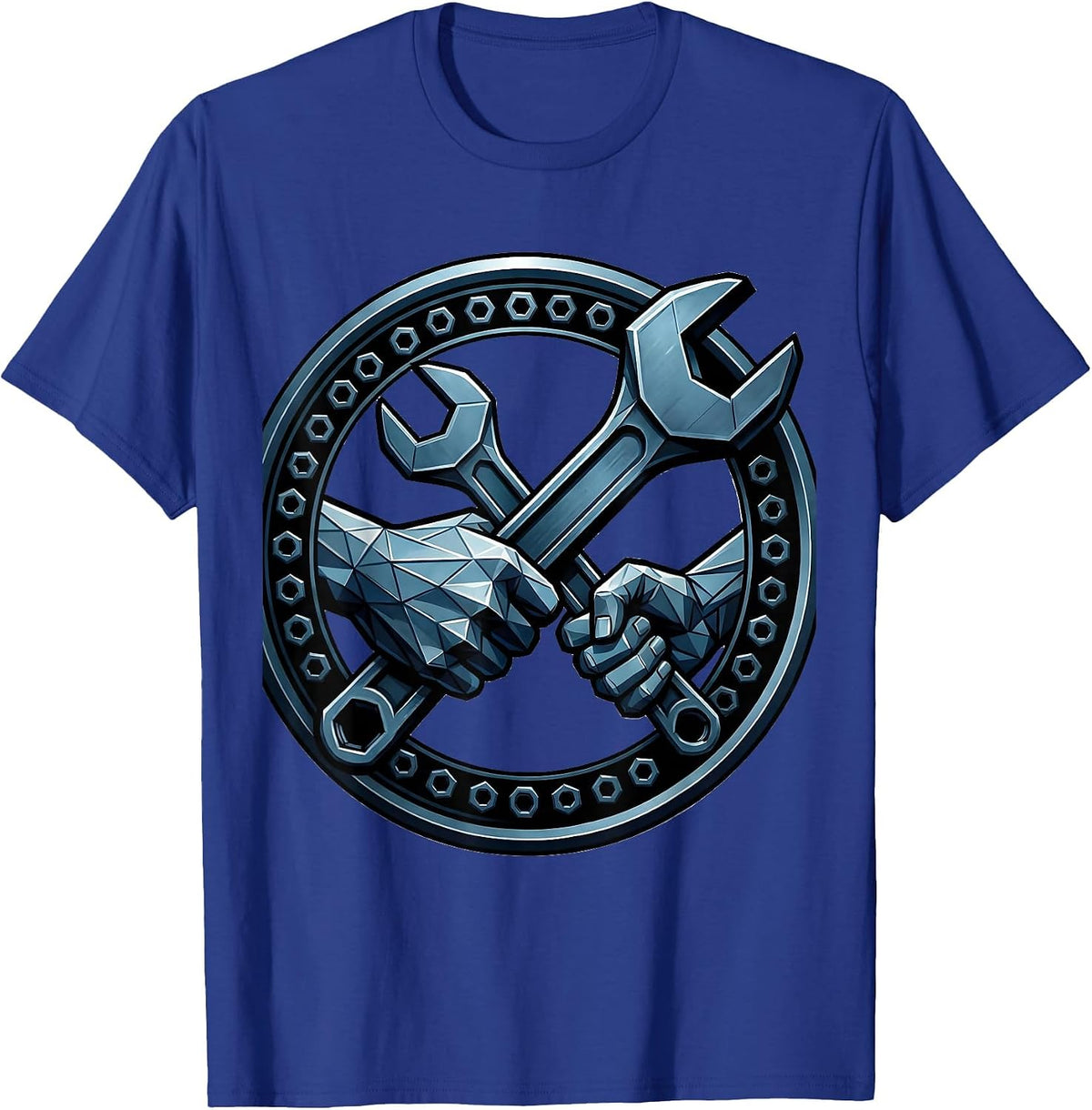 Mechanic Hands Socket Wrench Graphic T-Shirt - Royal Blue