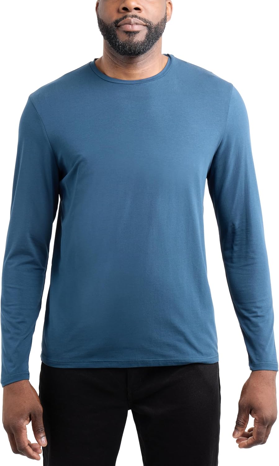X RAY Men's Crewneck & Hooded Long Sleeve T-Shirt, 95% Cotton Stretch Slim Fit Basic Shirt for Men - Dark Teal