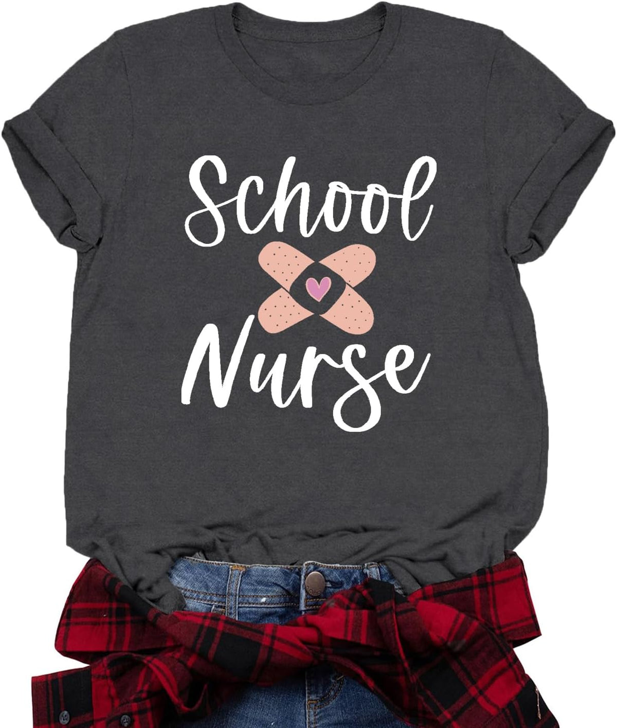 Nurse Shirt for Women School Nurse T-Shirts Nurses Life Tee Tops - Grey