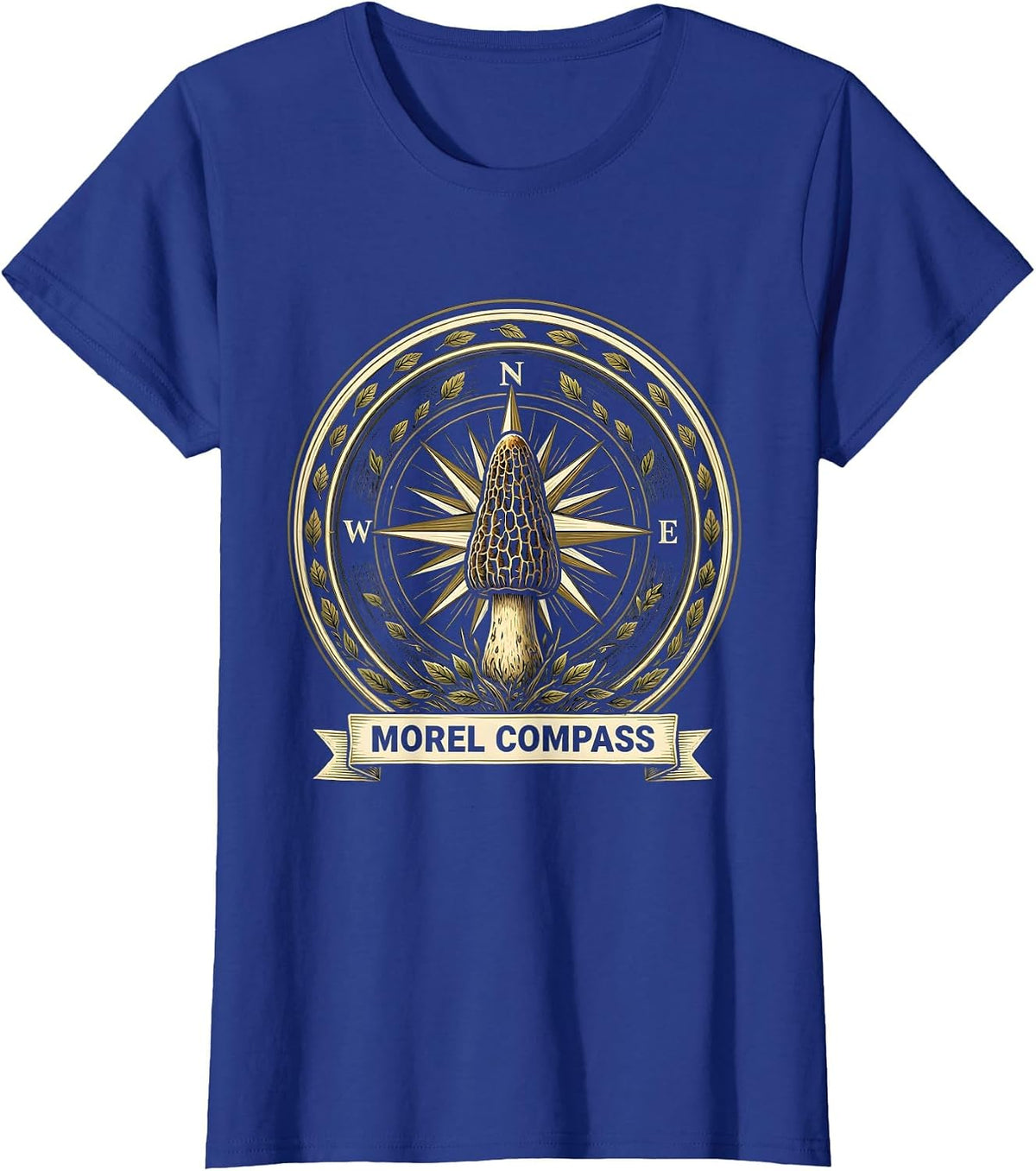 Women's Morel Compass Funny Mushroom Foraging Morel Hunter Gift T-Shirt - Royal Blue