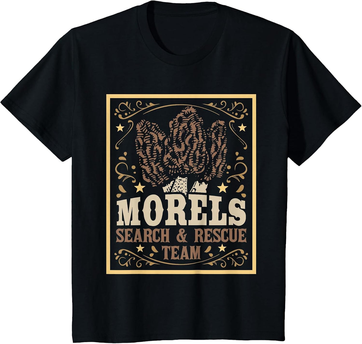 Morel Search Rescue Team - Mushroom Hunting Mushroom Hunter T-Shirt - Black