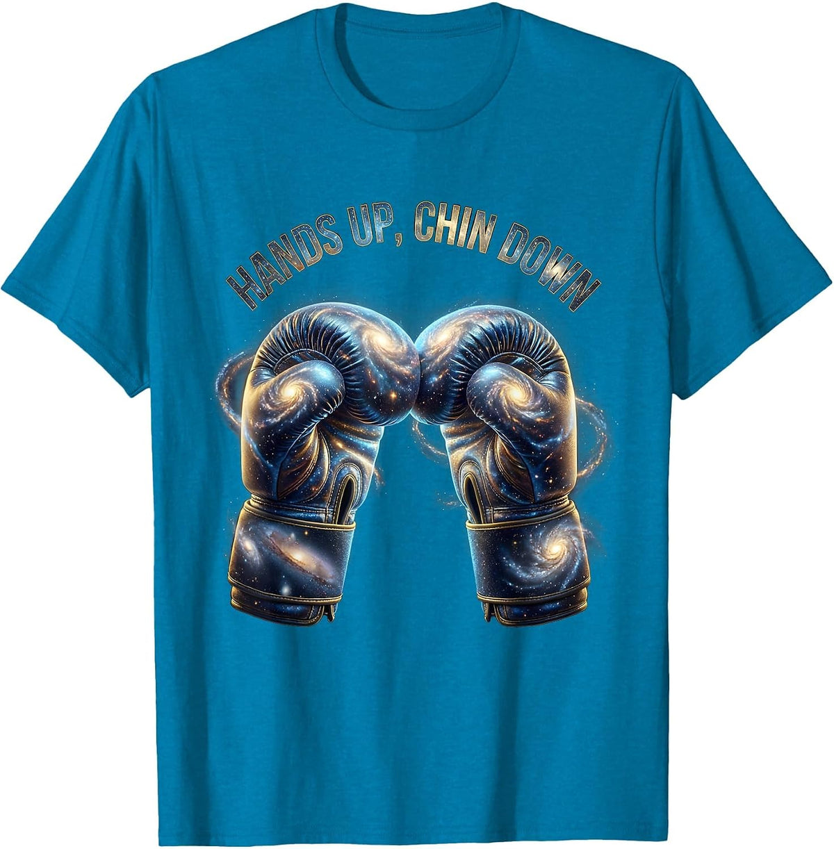 Hands Up Chin Down Boxing Graphic Design T-Shirt - Sapphire Blue
