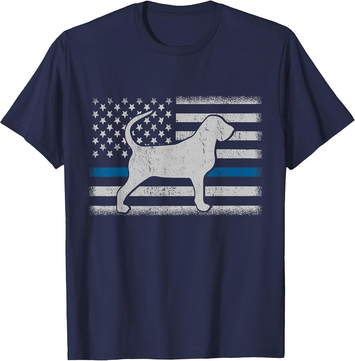 Bloodhound K 9 Police Thin Blue Line Flag Bloodhound T-Shirt - Navy Blue