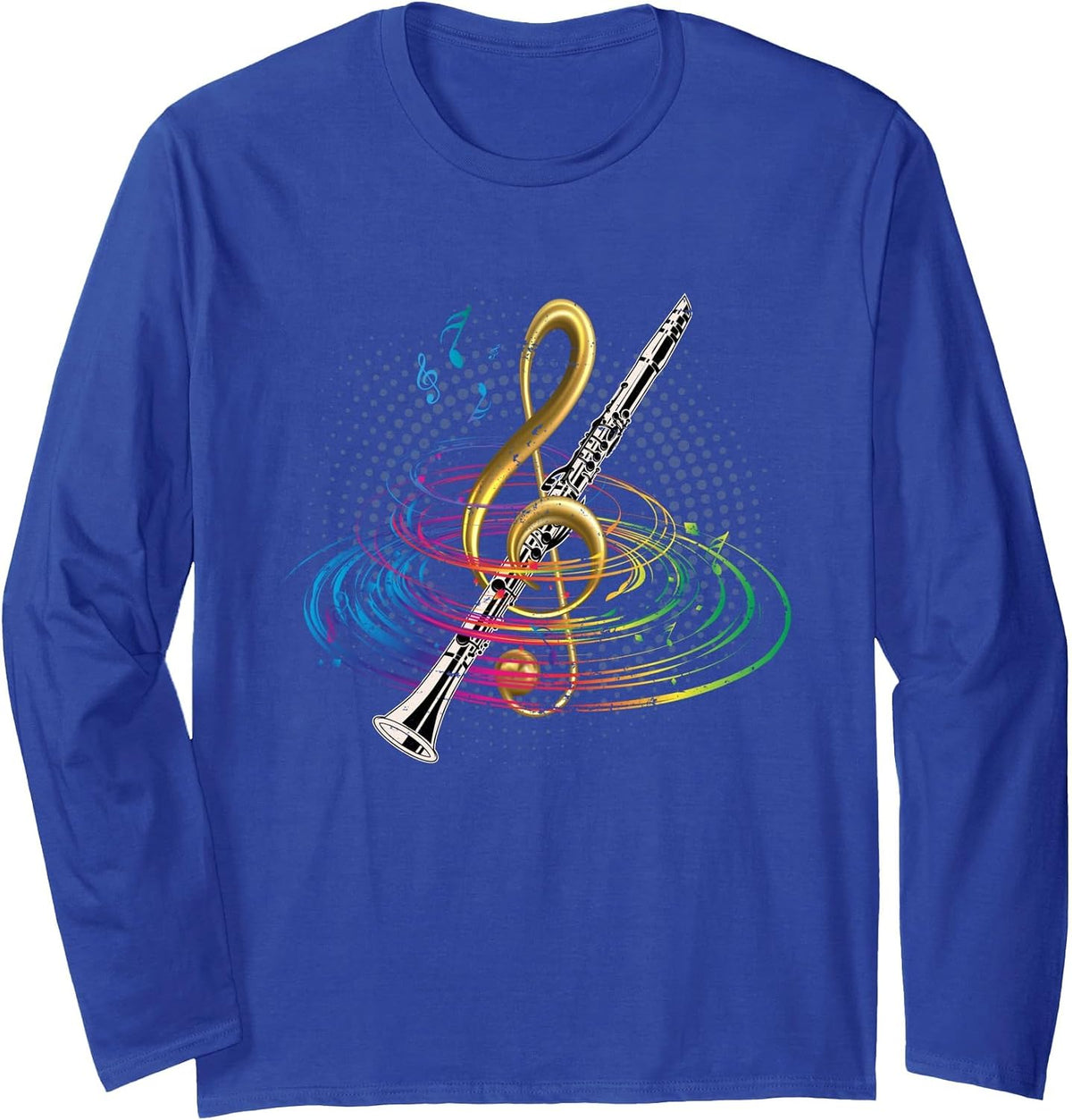 Treble Clef Marching Band Clarinetist Gift Clarinet Long Sleeve T-Shirt - Adult Unisex Royal Blue