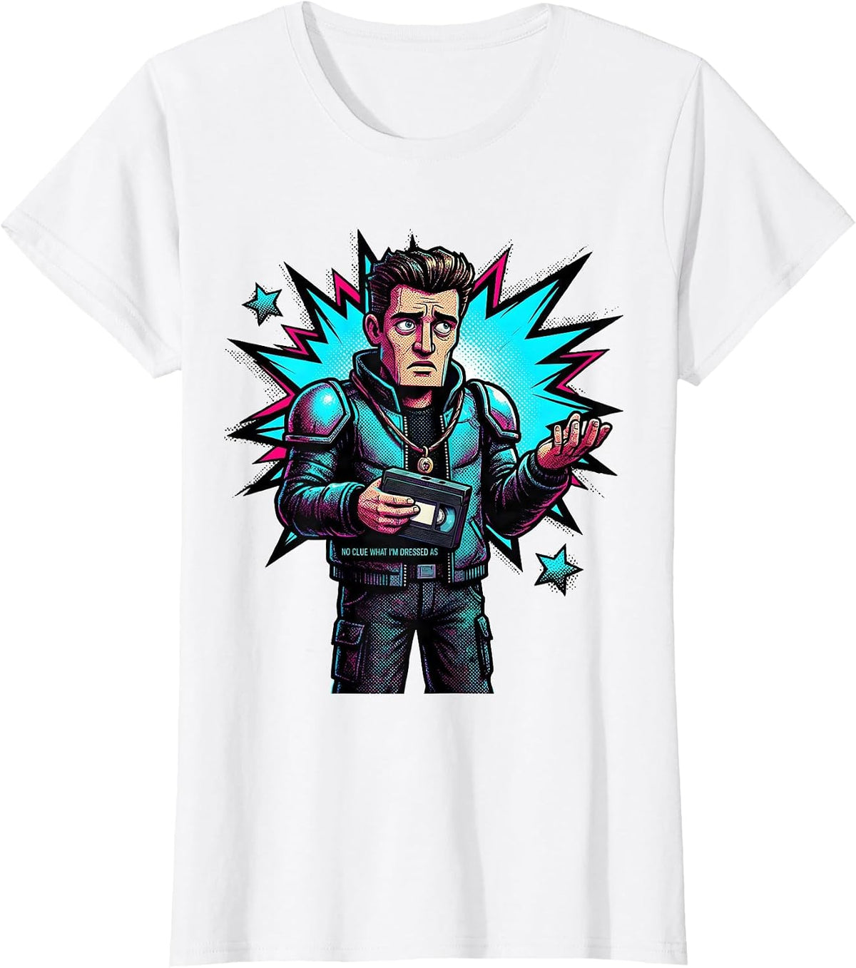 No Clue What I'm Dressed As Funny 80s Party Throwback T-Shirt - White