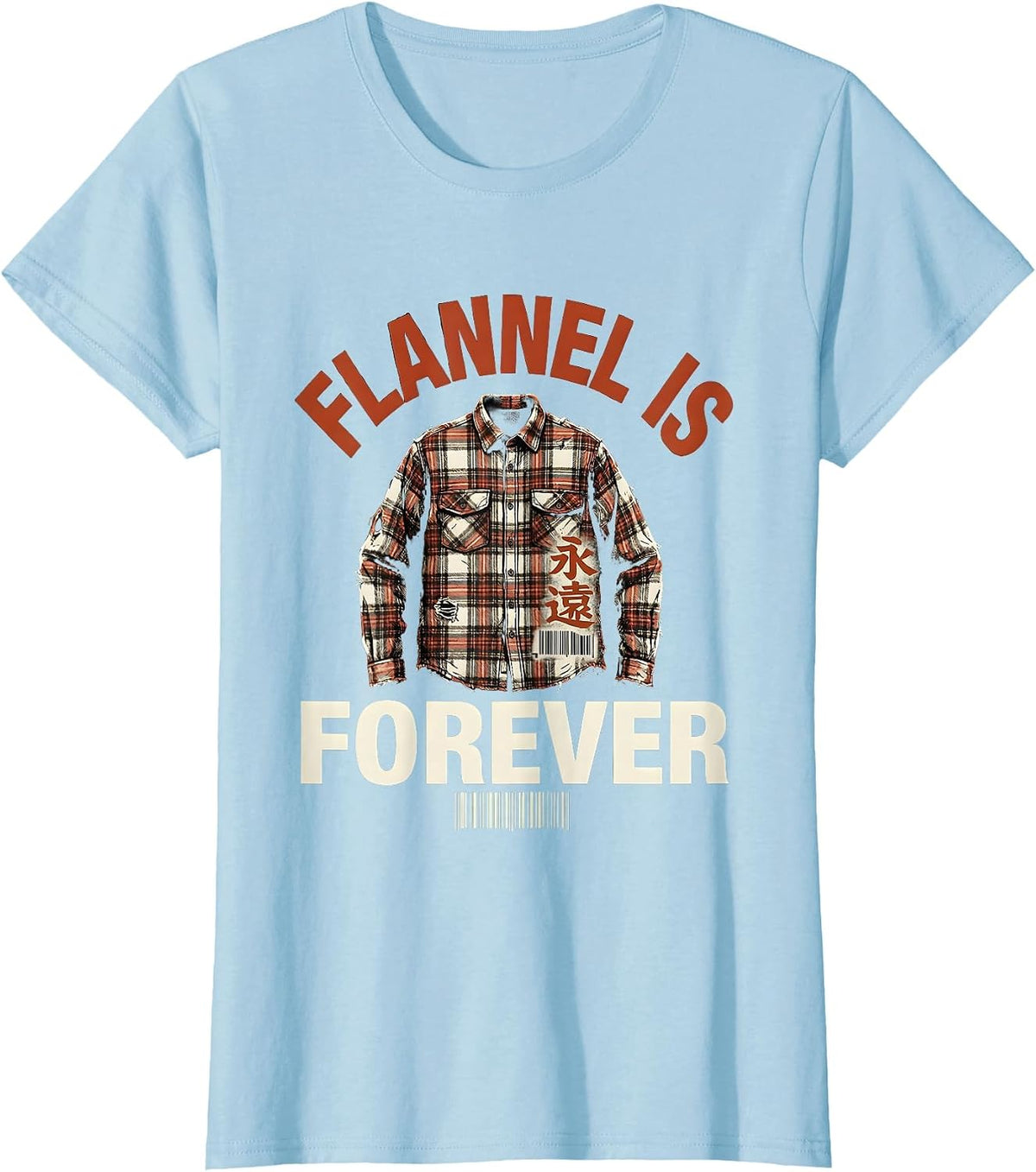 Flannel Is Forever Gen X Grunge Era Design T-Shirt - Baby Blue