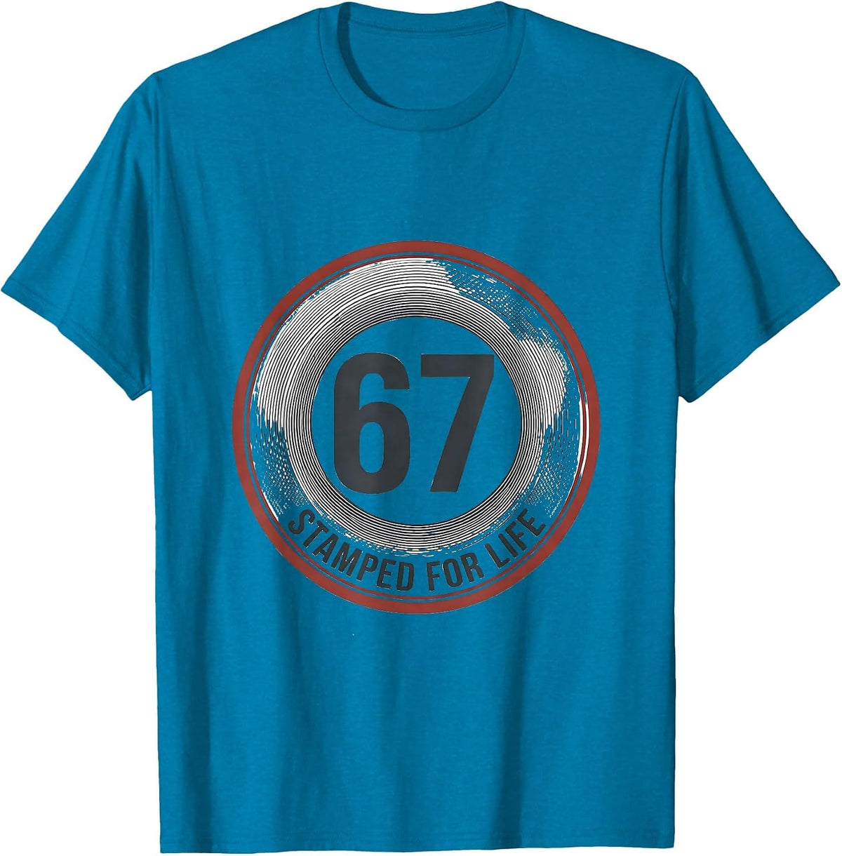 Six Seven Stamped For Life Funny Gen Alpha Slang Meme T-Shirt - Sapphire Blue