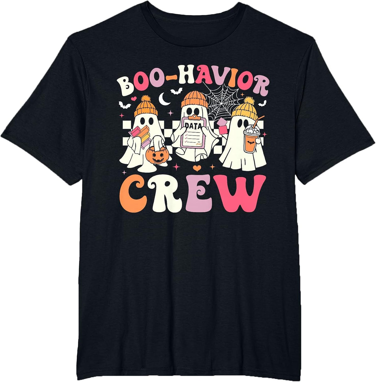 Retro Boo-Havior Crew Behavior Analyst Halloween ABA RBT T-Shirt - Black