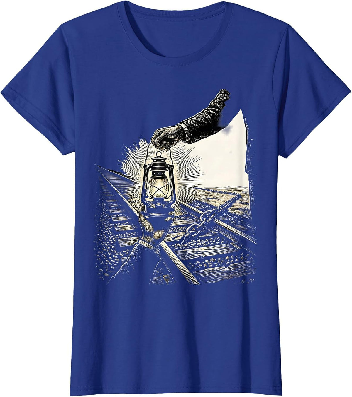 Women's Hand Lantern Abolitionist Black History Month Symbol T-Shirt - Royal Blue