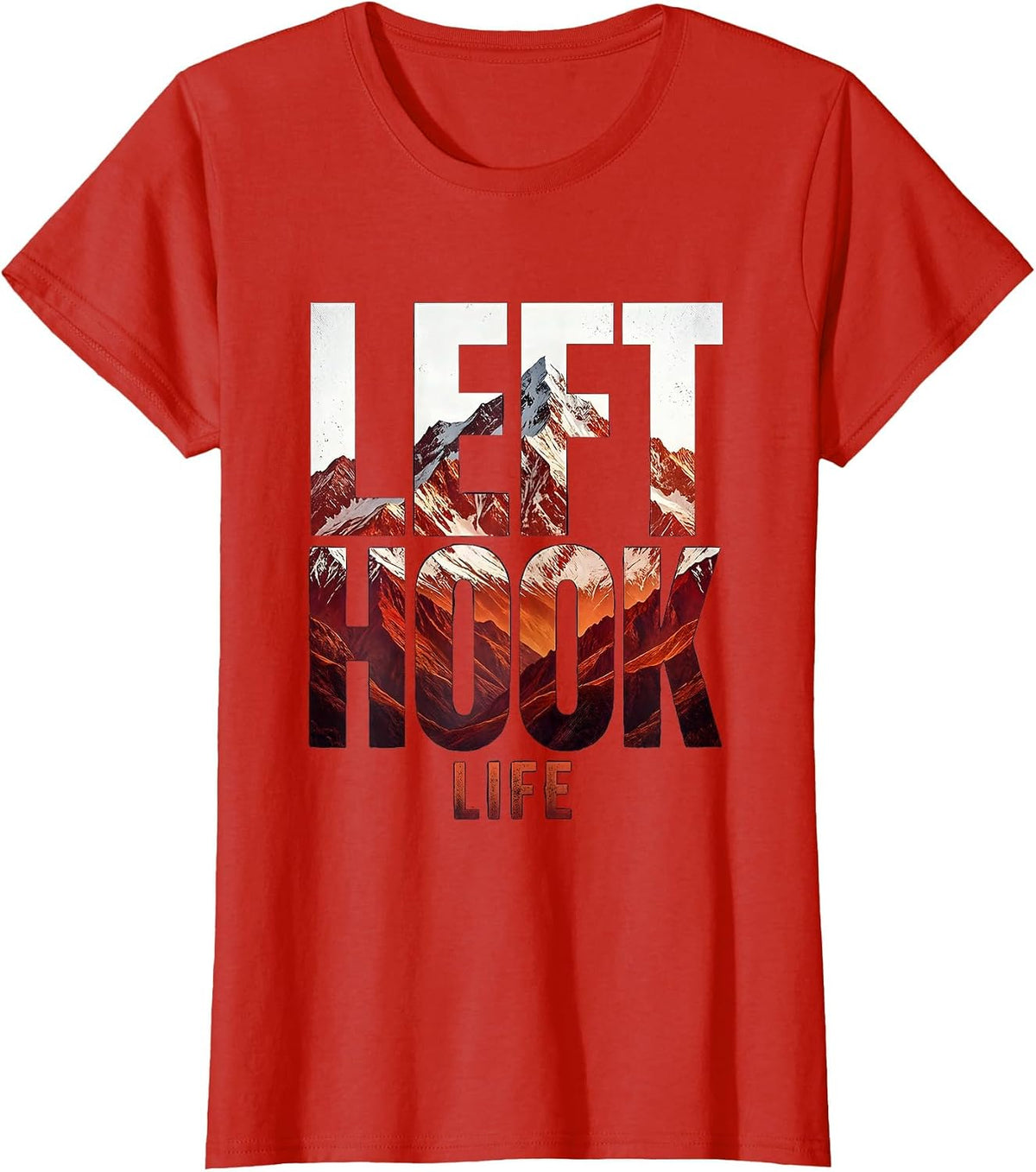 Left Hook Life Boxing Graphic Design T-Shirt - Red