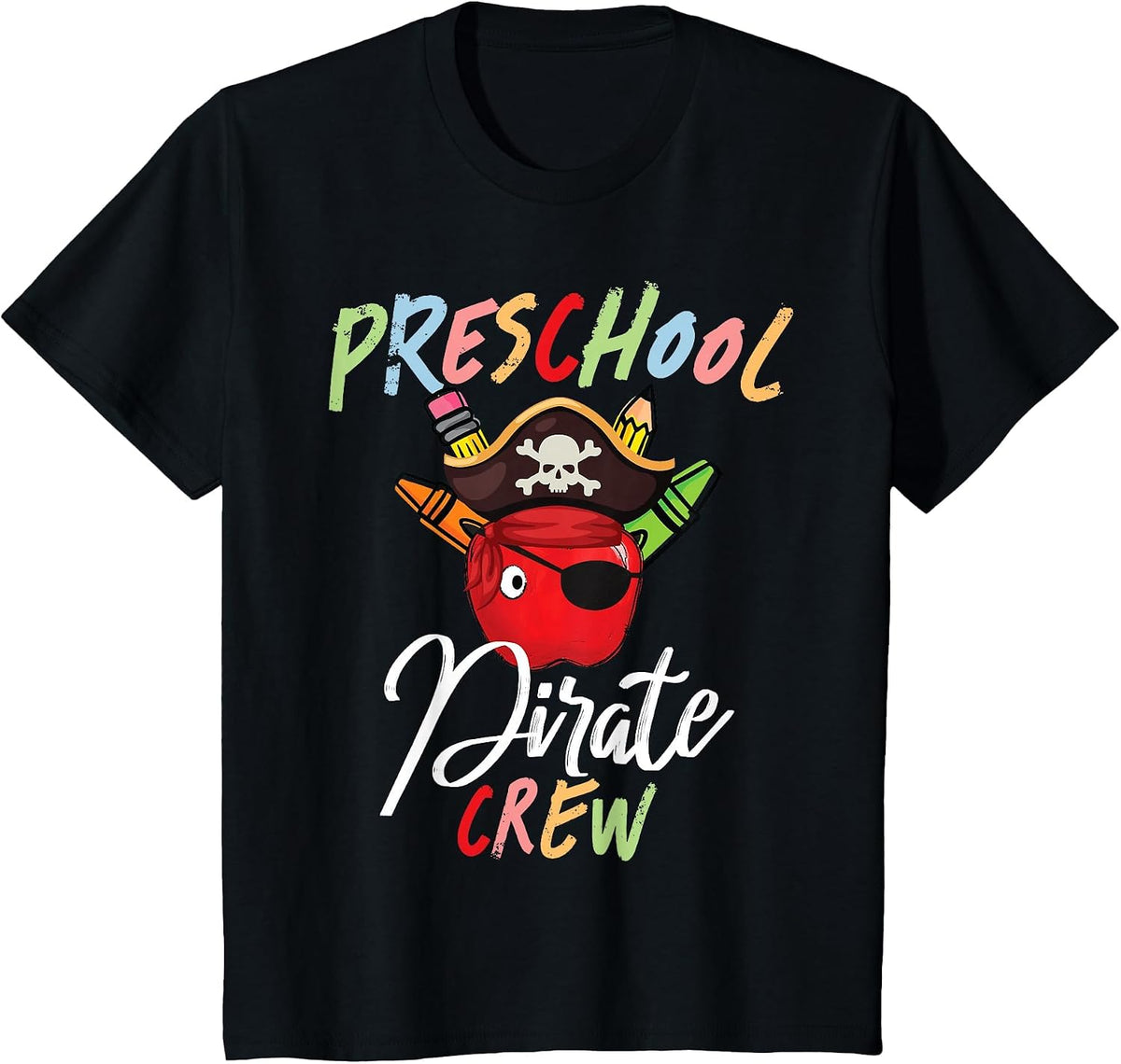 Preschool PreK Teacher Pirate Crew Squad First Day of School T-Shirt - Black