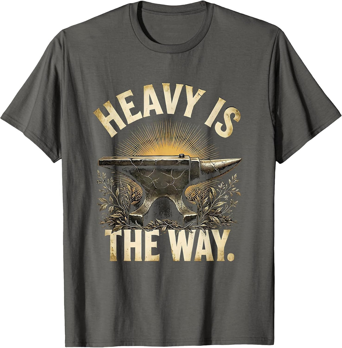 Heavy Is The Way Bold Heavy Metal Design T-Shirt - Asphalt Grey