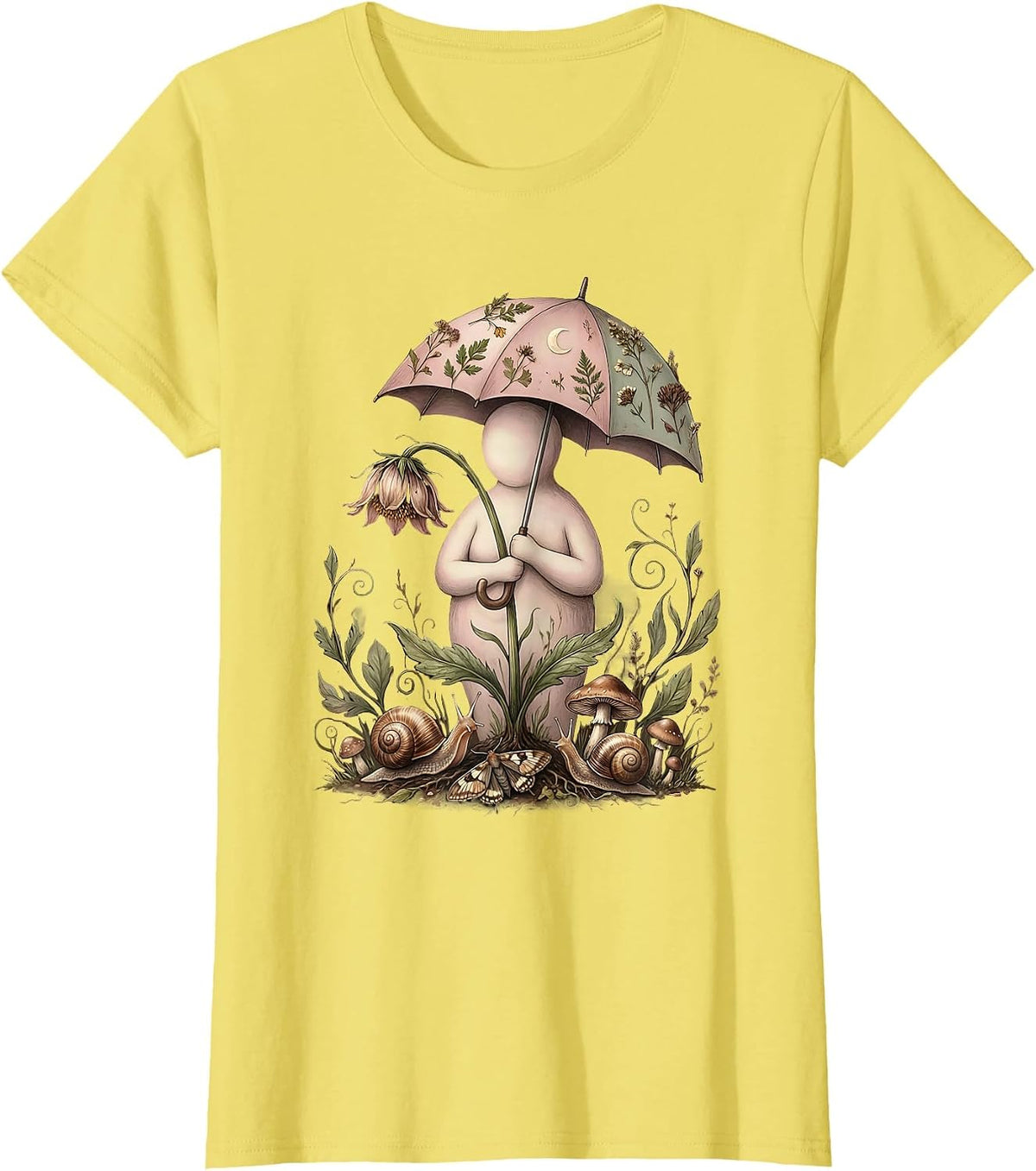 Women's Dear Person Behind Me Umbrella Flower Graphic T-Shirt - Lemon Yellow