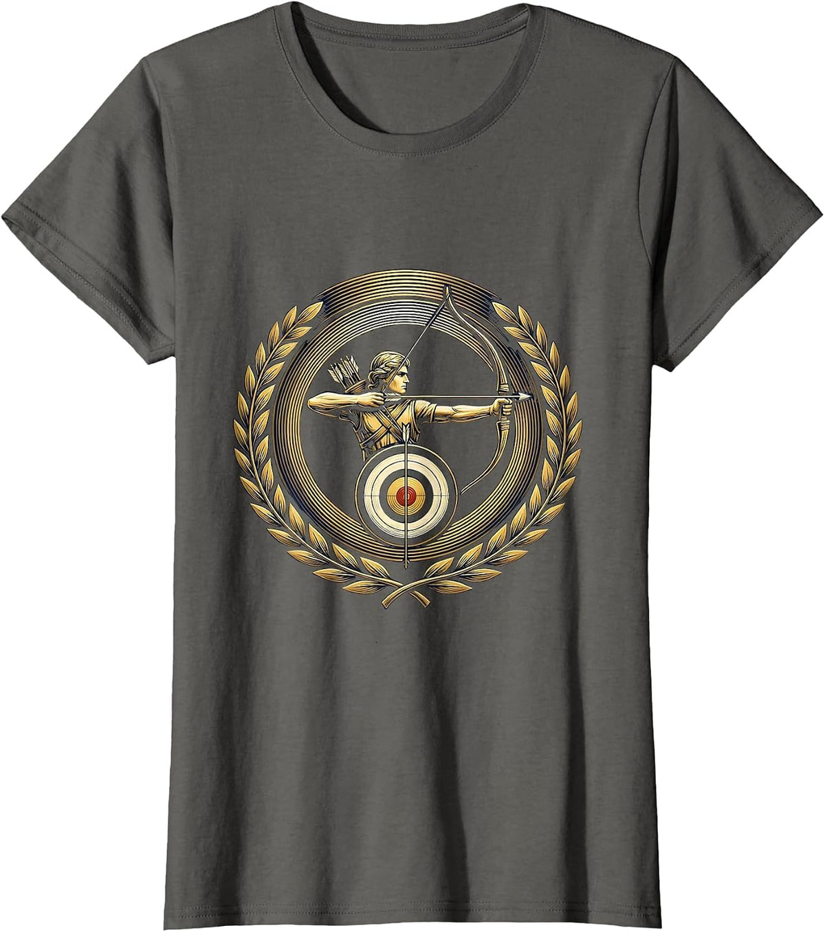 Women's Archery Bullseye Arrow Release Graphic Tee T-Shirt - Asphalt Grey