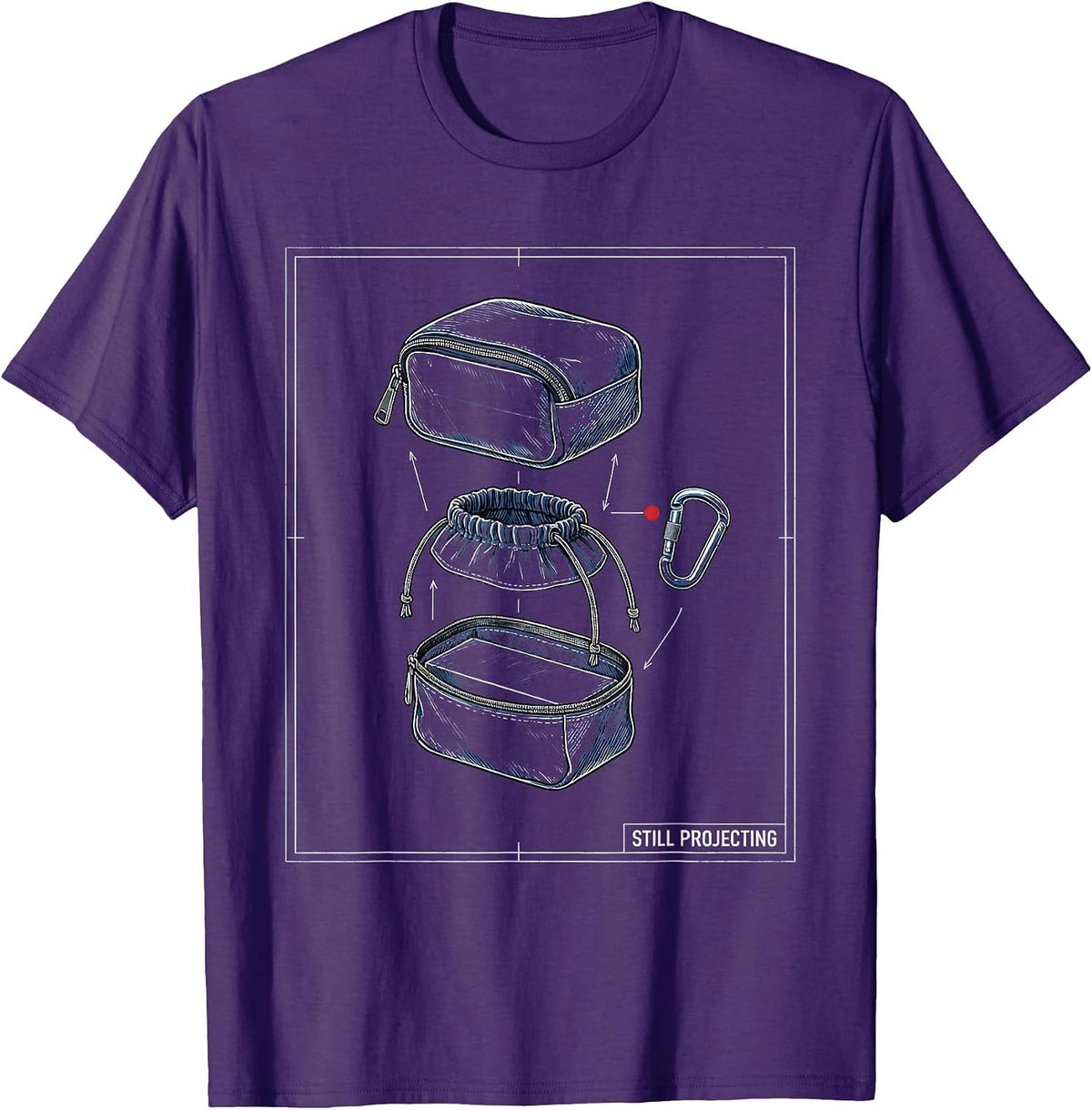 Still Projecting Blueprint Rock Climbing Bouldering Humor T-Shirt - Purple