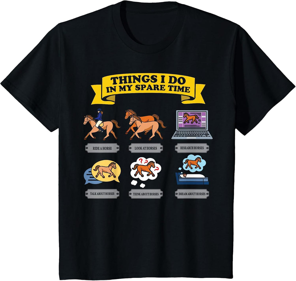 Horse Horseback Equestrian Whisperer Funny Spare Time T-Shirt - Black