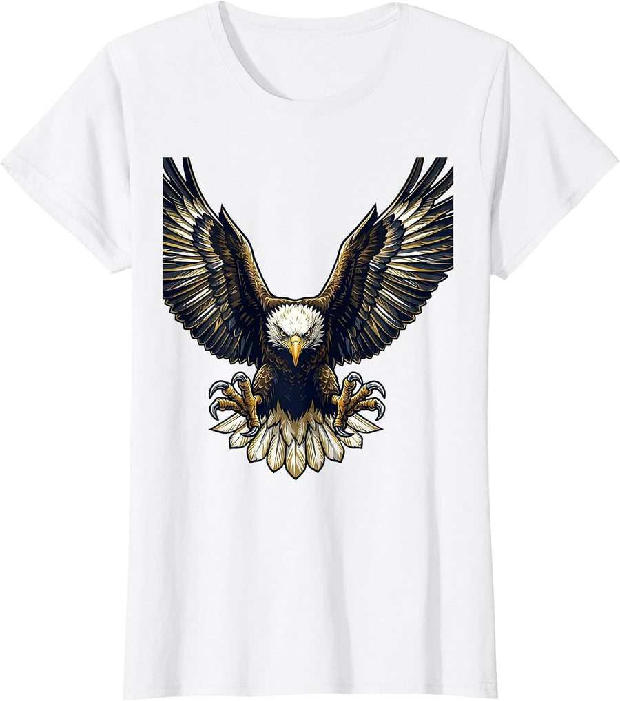 Women's Eagle Diving Talons Extended Raptor Graphic T-Shirt - White