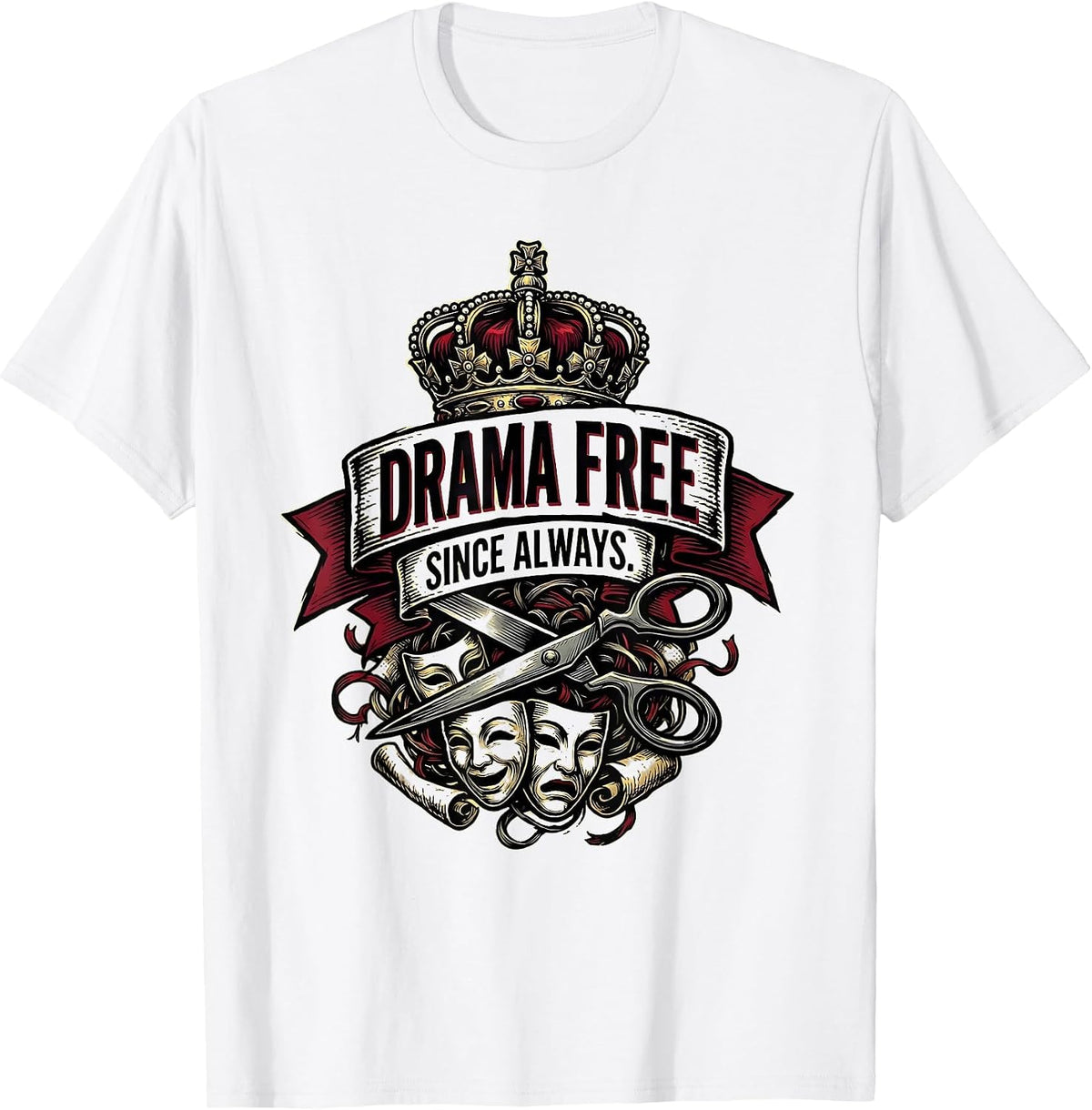 Men's Drama Free Since Always Funny Saying Design T-Shirt - White