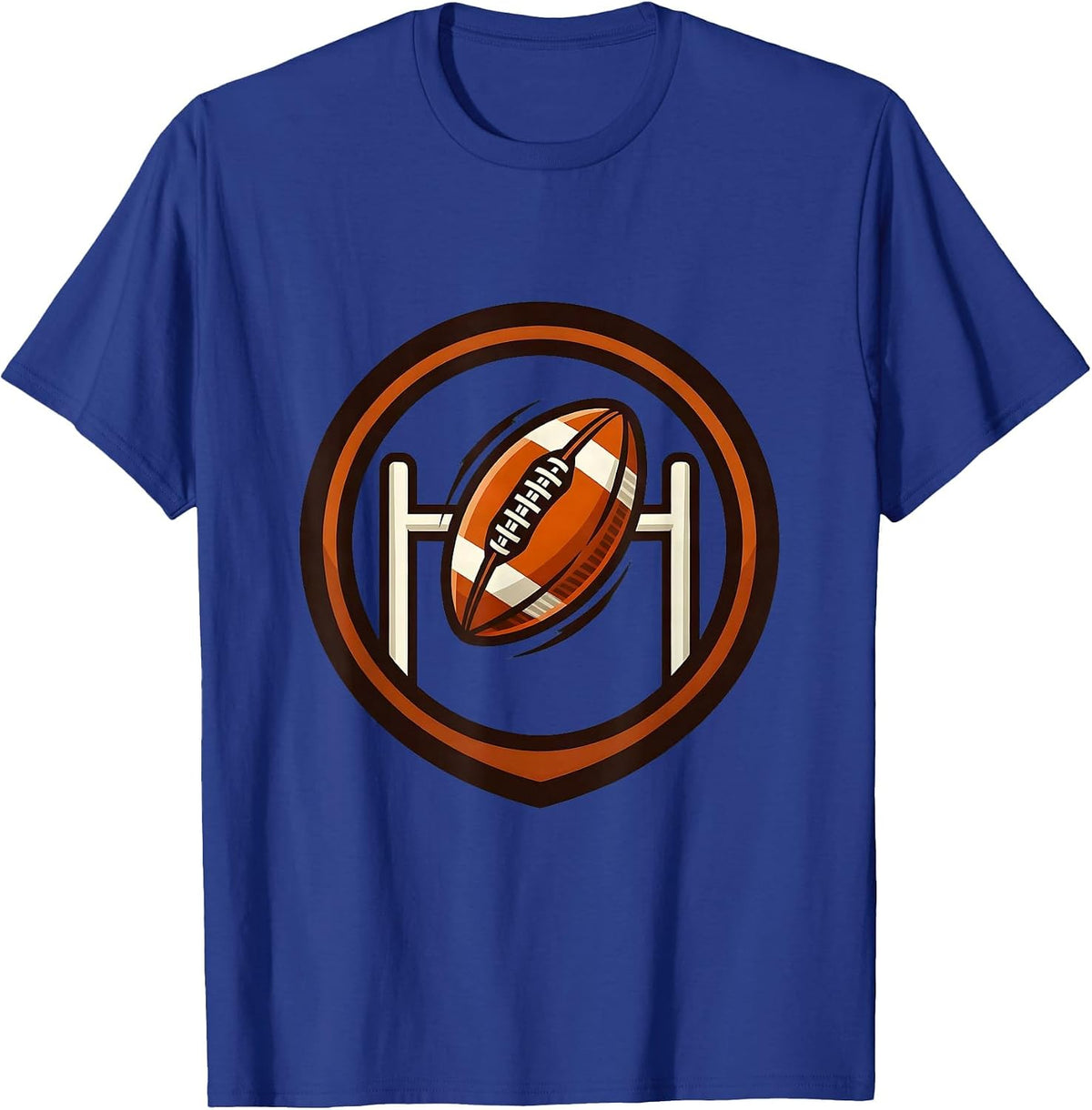 Rugby Ball Through the Goalposts Graphic T-Shirt - Royal Blue