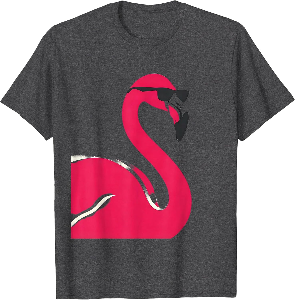 Pink Flamingo Sunglasses Minimalist Novelty Humor T-Shirt - Dark Heather Grey