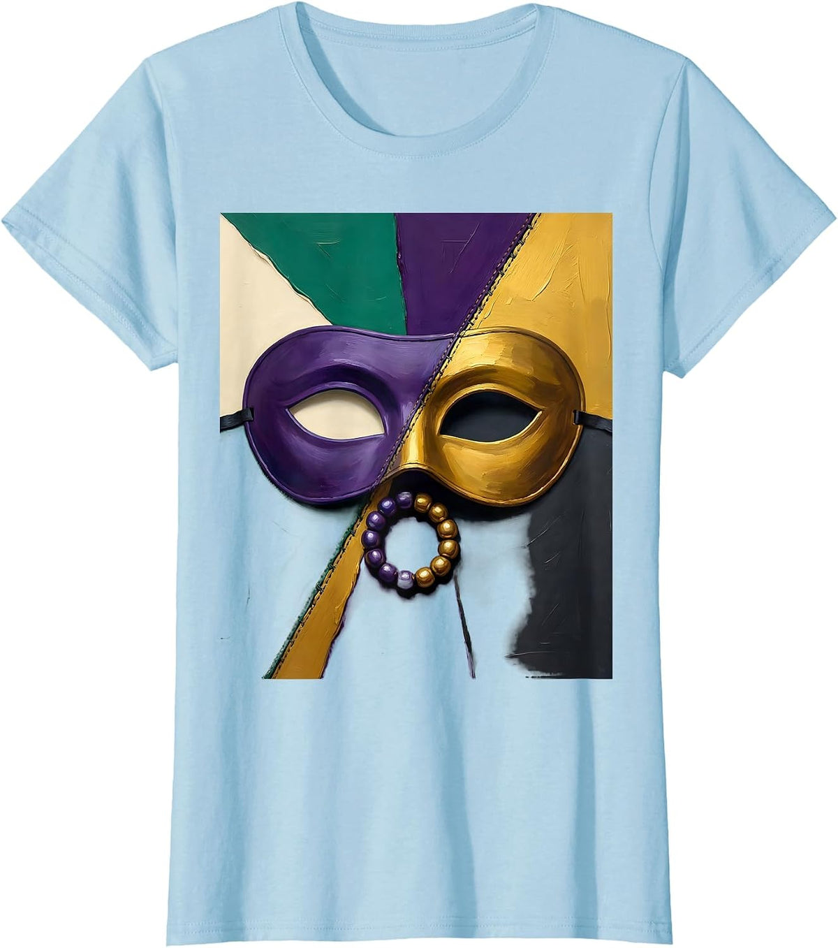 Interlocked Planes Domino Mask Gouache Poster Mardi Gras T-Shirt - Baby Blue